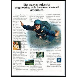 1974 GM General Motors Industrial Engineer Skydiving Vintage Print Ad Wall Art